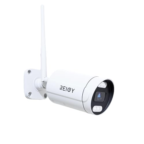 REIGY Camara Vigilancia WiFi Exterior 8MP, Visión Nocturna en Color Resistente al Agua, Audio Bidireccional, Compatible con NVR, Compatible con iOS/Android