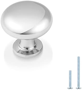 10 Pack Polished Chrome 1-1/5 inch Diameter Cabinet Knobs and Pulls Kitchen Bedroom Bathroom Washroom Knobs and Pulls Mushroom Shape Cabinet Hardwares