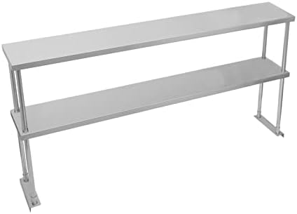 Double Tier Shelving for 5ft Catering Prep Table Commercial Kitchen Bench Overshelf Stainless Steel Heavy-duty 150 x 75 x 30cm (WxHxD)