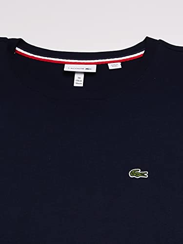 Lacoste camiseta de jérsei de algodão com gola redonda para meninos, Azul marinho, 12