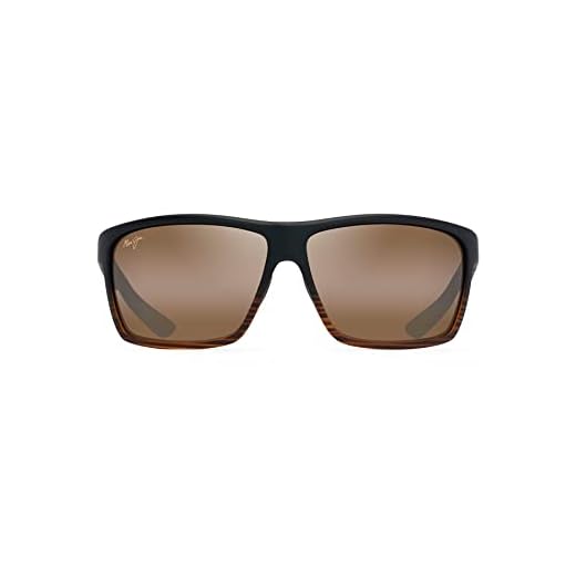 Maui Jim Men's and Women's Alenuihaha Polarized Wrap Sunglasses, Dark Brown Stripe/HCL® Bronze, Large