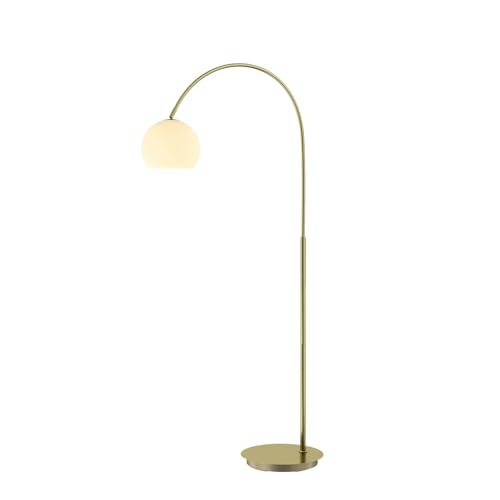 Lindby Lampadaire Cynthia (Moderne) en Doré Verre e. a. pour Salon & Salle à manger (1 lampe,à E27), arqué lampadaire arc lampe sur pied de salon éclairage