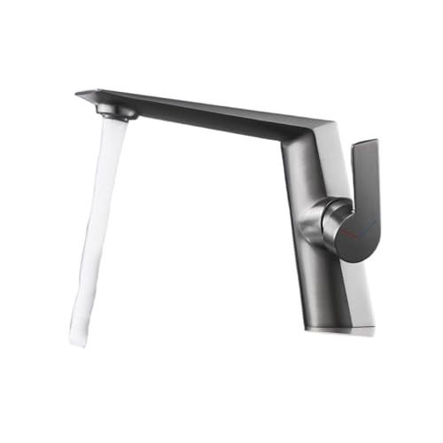 Grifo de Cocina Flexible, Grifo for lavabo, grifo cromado for de baño, monomando con orificio, grifos for, mezclador frío y caliente, grúa(Grey)