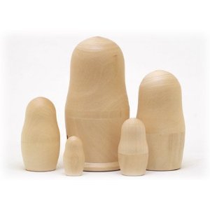 Nesting do Unpainted Blank Nesting Doll 5pc./6