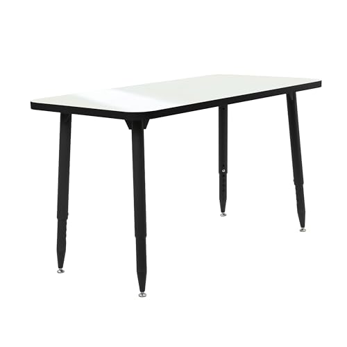 Image of Adapte Commercial Dry-Erase Classroom Activity Table - 24 inch x 48 inch Rectangle Whiteboard, ADA Compliant Tapered Legs, Glides & Casters Adjustable Height 22-34 inch Wheelchair Accessible, School Furniture
