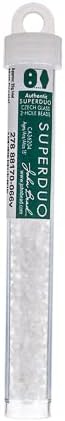 Matubo Czech Superduo 2-Hole, 22g, 2.5x5mm, Matt Crystal