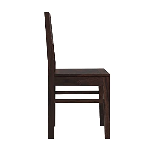 Image of CNC Wooden Dining Chairs Set of 2 for Kitchen & Dining Room, Two Seats, Solid Sheesham Wood, Walnut Finish
