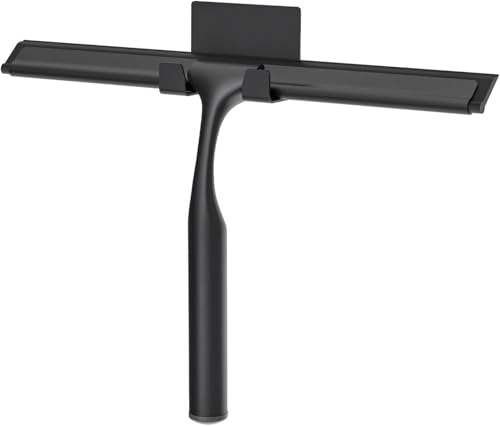 Image of APLOP Premium Stainless Steel Shower Squeegee, 10-Inch Multi-Purpose Glass Cleaner for Bathroom, Car Windows, Shower Doors with Adhesive Hook