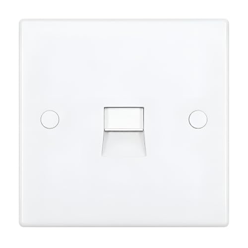 Image of AMK® 1 Gang Telephone Socket Square Edge Wall Outlet Faceplate White