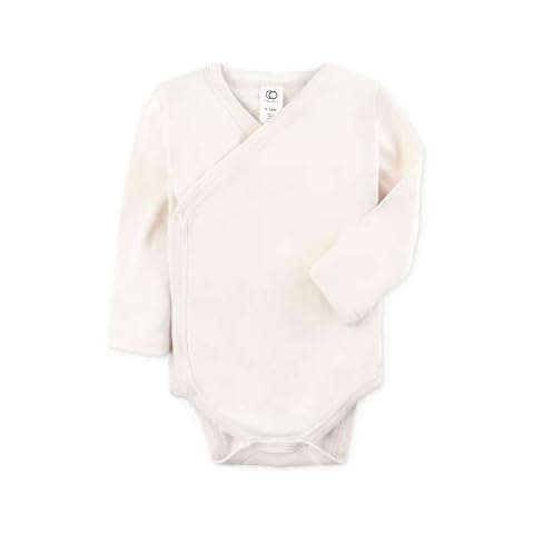 Colored Organics - Organic Cotton Baby Kimono Bodysuit - Long Sleeve One Piece - 0-3 Months - Natural Cover