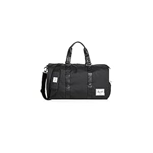 Herschel Novel Duffel Bag, Black/Black Synthetic Leather, Classic 42.5L