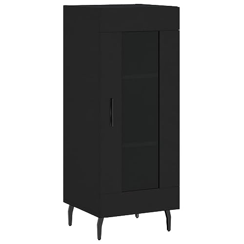 Annlera Aparador moderno armario alto armario auxiliar armario mueble mueble para salón negro 34,5 x 34 x 90 cm