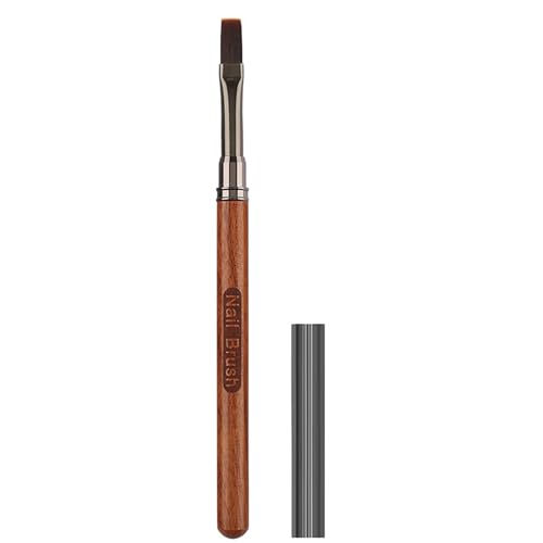 JFIYUOMCI Acrylic Nail Brush - Lengthen 13mm, Professional Nail Art Brushes for Easy Powder, Gel Polish, Extension Gel & Acrylic Application, Nail Design Tool for Manicure DIY & Salon - Flat Head