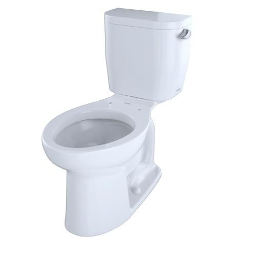 TOTO® Entrada™ Two-Piece Elongated 1.28 GPF Universal Height Toilet with Right-Hand Trip Lever, Cotton White - CST244EFR#01