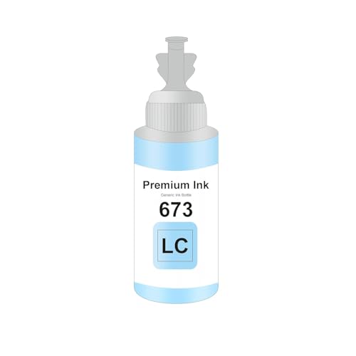 Image of T673 Compatible Refill Ink for Epson L805, L800, L1800, L810, L850 Printer - Compatible Ink Bottle for Epson T673 Ink Code (T673 Light Cyan 1 pcs)