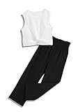Handfrog Girl Balck Clothing Sets 2 Piece Crop Top Tie Knot Wide Leg Long Pants Outfits Cute 2026 Kid Summer Fashion