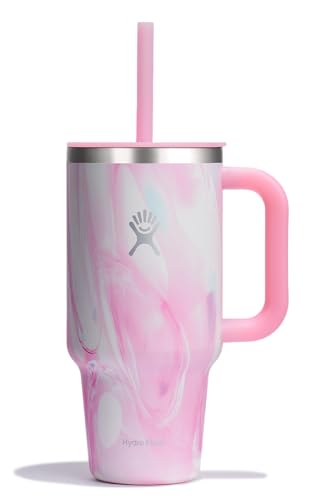 Image of Hydro Flask 32 Oz Travel Tumbler with Handle, Lid and Straw - Insulated Stainless Steel in 32 Oz Jelly Pink