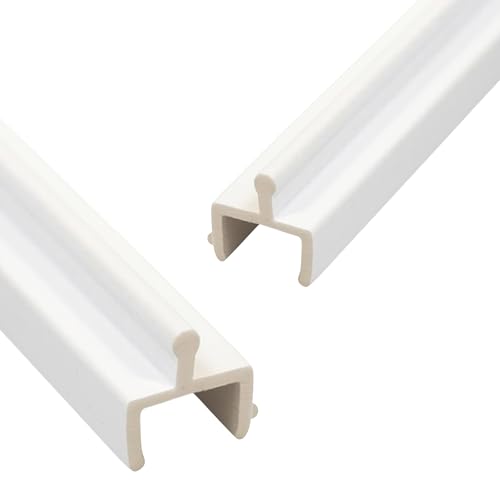 KC Hardware Vinyl Sliding Screen Door Track, Sliding Door Bottom Track Replacement, Patio Screen Door Repair Guide- White Vinyl (48 Inch, 2, Pack)