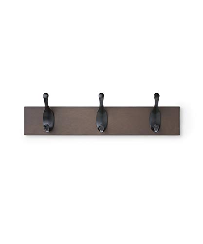 AmazonBasics Wall Mounted Modern Coat Rack, 3 Hooks, Espresso