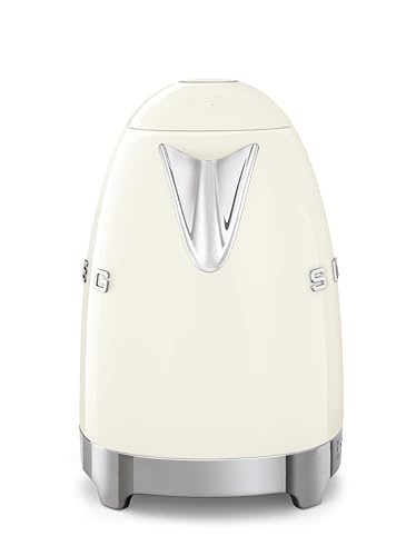 Smeg 50's Retro 7 Cup Stainless Steel Variable Temperature Electric Kettle with 7 Temperature Settings, Led Display, Swivel Base and Keep Warm Function Cream KLF04CRUS