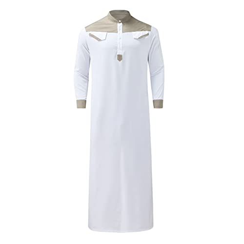 Men's Muslim Thobe Casual Islamic Long Sleeves Button Down Kaftan Arab Clothing Muslim Gown for Men4