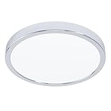 EGLO LED Deckenlampe Fueva 6, Bad Deckenleuchte Ø 27,8 cm, Badlampe aus Stahl in Chrom und Kunststoff in Weiß, Badezimer Lampe, warmweiß-kaltweiß, IP44