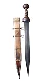 Azhan Steel Craft Medieval Handmade Blunt Roman Gladius Sword High Carbon Steel Blade with Twisted Wood Grip Brass Scabbard Included Historical Replica.