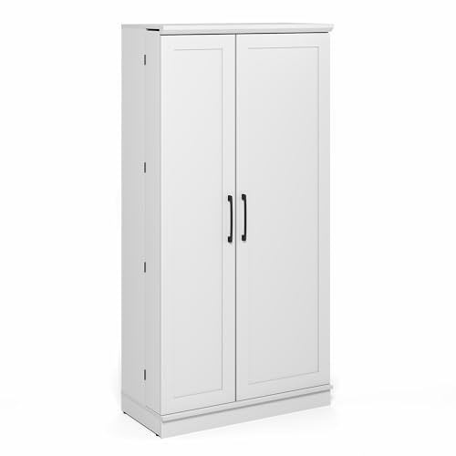 Image of Furinno Robin Storage Cabinet, 4-Tier Pantry Cabinet, Plain White