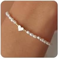 Irikdescia Pulsera para mujer, pulseras de perlas doradas con