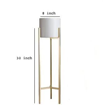 Image of N H creations Modern Iron Metal Tall Plant Stand with Pot | Indoor Outdoor Plant with Stand /Pot Stand with Planter, Gold, 1 Piece (White)