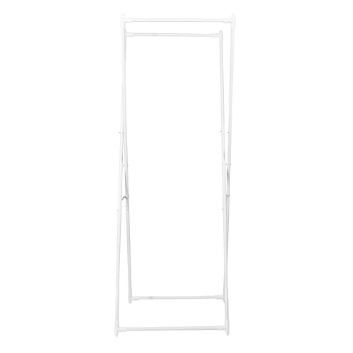 Image of Household Essentials Valet Folding Clothes Rack, Strong Metal X-Frame, Chic Design, Great for Guest and Dressing Rooms, Portable and Easy to Use, Folds Flat, White