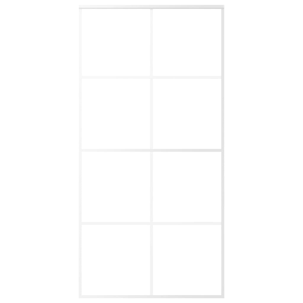 Drzwi przesuwne, matowe szkło ESG i aluminium, 102,5 x 205 cm, białe, materiały budowlane, drzwi, drzwi domowe