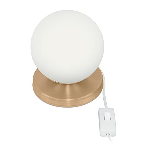 Luminária Abajur de mesa Globo Orby New Cobre Base Redonda