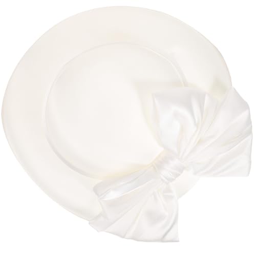 Chapeau melon en satin blanc VILLCASE pour cérémonie et soirée chic de mariage