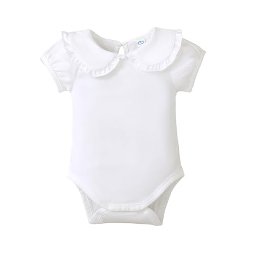 Magic Park 0-24M Infant Girl Puff Sleeve Bodysuit Baby Peter Pan Collar Romper Toddler Ruffle Jumpsuit Casual Tops