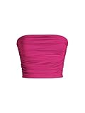 CIDER Strapless Ruched Crop Top: Light pink, XL