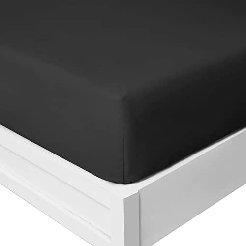 YORKSHIRE BEDDING Drap-housse pour lit simple 25 cm - Drap-housse super doux en microfibre brossée anti-plis respirant et résistant à la décoloration (noir) Cover