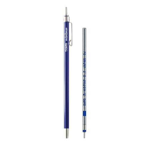 Image of OHTO Minimo 0.5mm Ballpoint Pen Combo - Blue Body with Extra Blue Ink Refill, Ultra-Compact Retractable Pocket Pen, Smooth Writing for Notes, Journaling & Signatures - Made in Japan