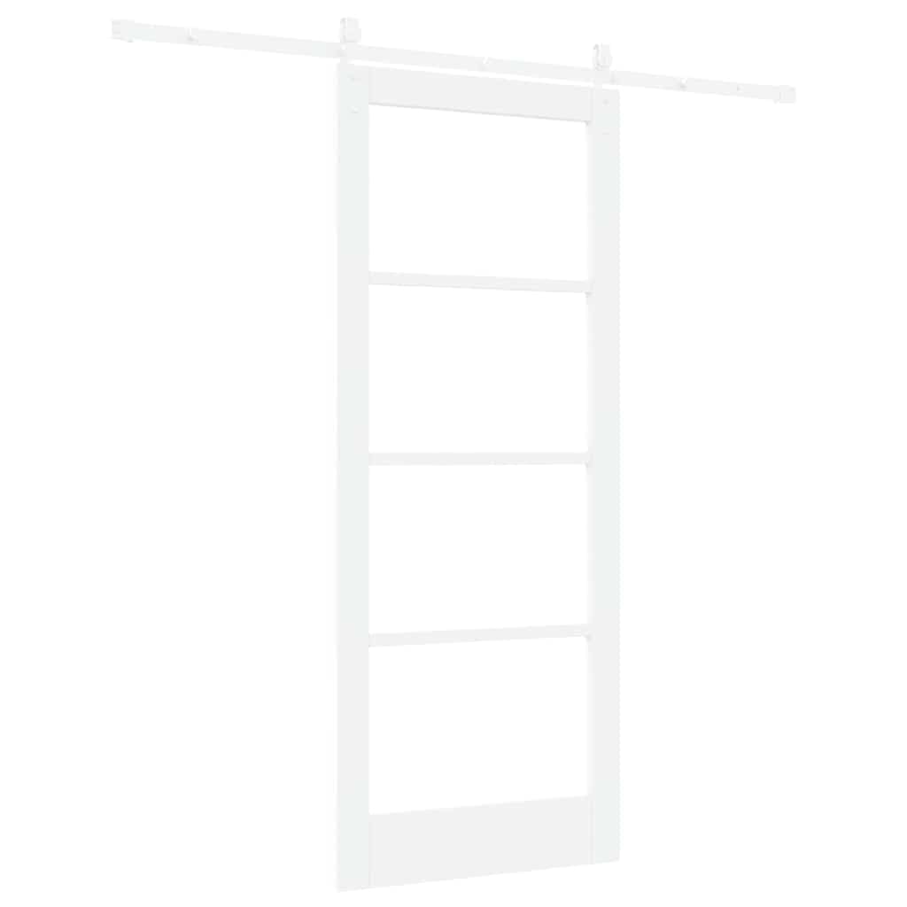 Porta scorrevole bianca, 83 x 202 cm, in legno di pino massiccio