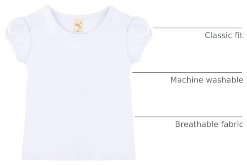 Image of Lilax Girls Short Puff Sleeve Cotton T-Shirt, Toddler & Little Girls Top | 95% Cotton Puff Sleeve Tee; Crewneck, Short Sleeve; Toddler & Girls Sizes 2T-12; for School, Play & Everyday; Machine Wash