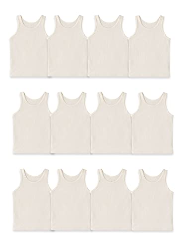 Fruit of The Loom Girls' Undershirts (Camis & Tanks), Toddler Tank - 12 Pack - Natural Cotton, 2-3T