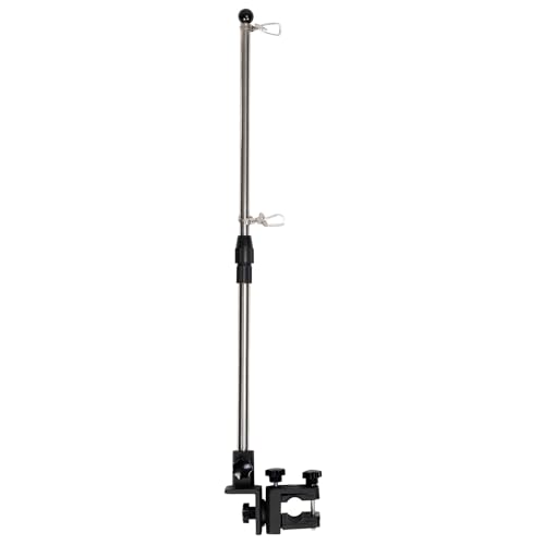 Kemimoto Stainless Steel Boat Flag Holder, 360° Rotating Flag Pole Kit, Flag Pole Holder For 0.5''-1.75'' Round/Square Rails, For 12''X18''/8‘’X12''/4''X6'' Boat/Golf Cart Flag (2.5Ft, No Flag)