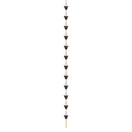 Cadena de lluvia para evitar salpicaduras en el patio con doce copas decorativas 7