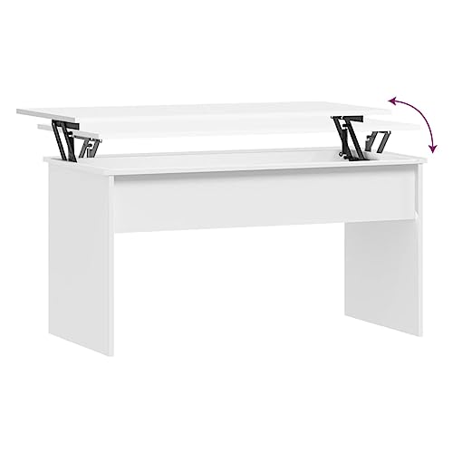 Table basse relevable et extensible en bois blanc avec coffre de salon - 8