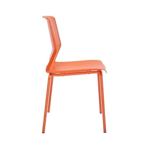 Image of Stackable Chairs Set of 4, Office Waiting Room Chair Plastic Seat, Orange Stacking Chairs with Sturdy Metal Legs, Guest Chair for Conference Rooms, Churches, Living Rooms, Classrooms(Orange).