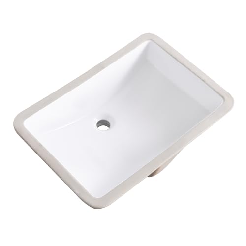 Image of 24 Inch Undermount Bathroom Sink Rectangle Undermount Sink White Ceramic Under Counter Bathroom Sinks with Overflow (23.8 inchx16.3 inch)
