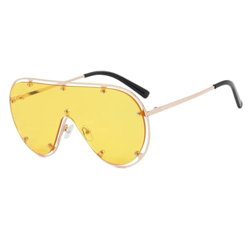 Lunettes de soleil protection UV400 surdimensionnées à rivets pour femme
