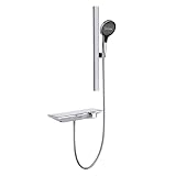 Miscelatore Doccia Cascata A 3 Modalità Chrome Rubinetto per Vasca con Asta Saliscendi E Cursore per Vasca E Doccia