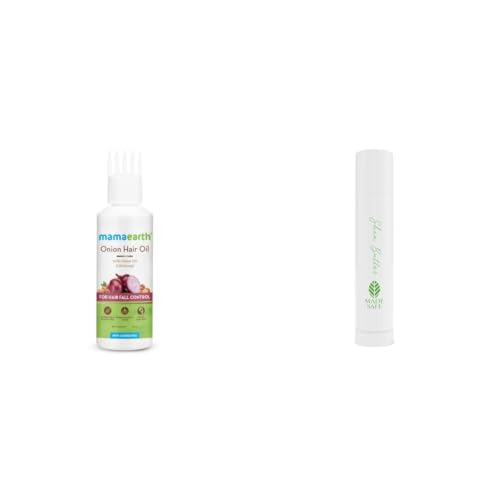 Image of Mamaearth Onion Hair Oil for Hair Growth Hair Fall Control with Redensyl 50 ml Mamaearth Nourishing 100% Natural Lip Balm with Vitamin E and Shea Butter 4 g