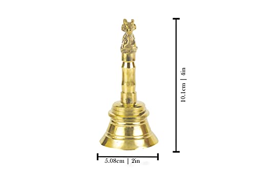 Image of Spillbox Traditional Brass Bell /Ghanti for Pooja /Worship for Temple Home - 4 inch inch Nandi